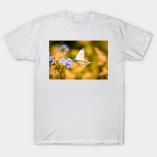 White butterfly on forget-me-nots T-Shirt